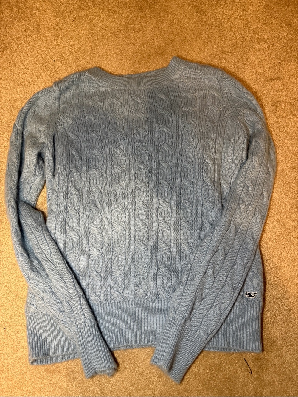 Vineyard Vines Sky Blue Cable Knit Crewneck Sweater
